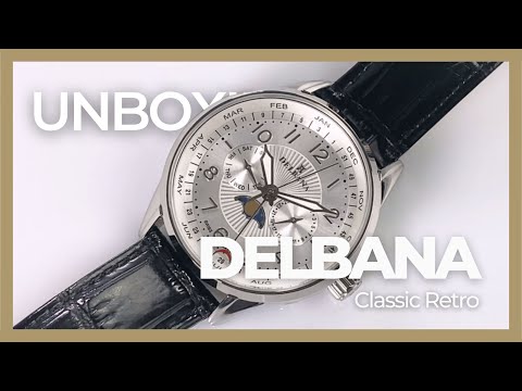 Delbana Classic Retro Moonphase Quartz Watch, 42mm, Leather, 41601.646.6.064