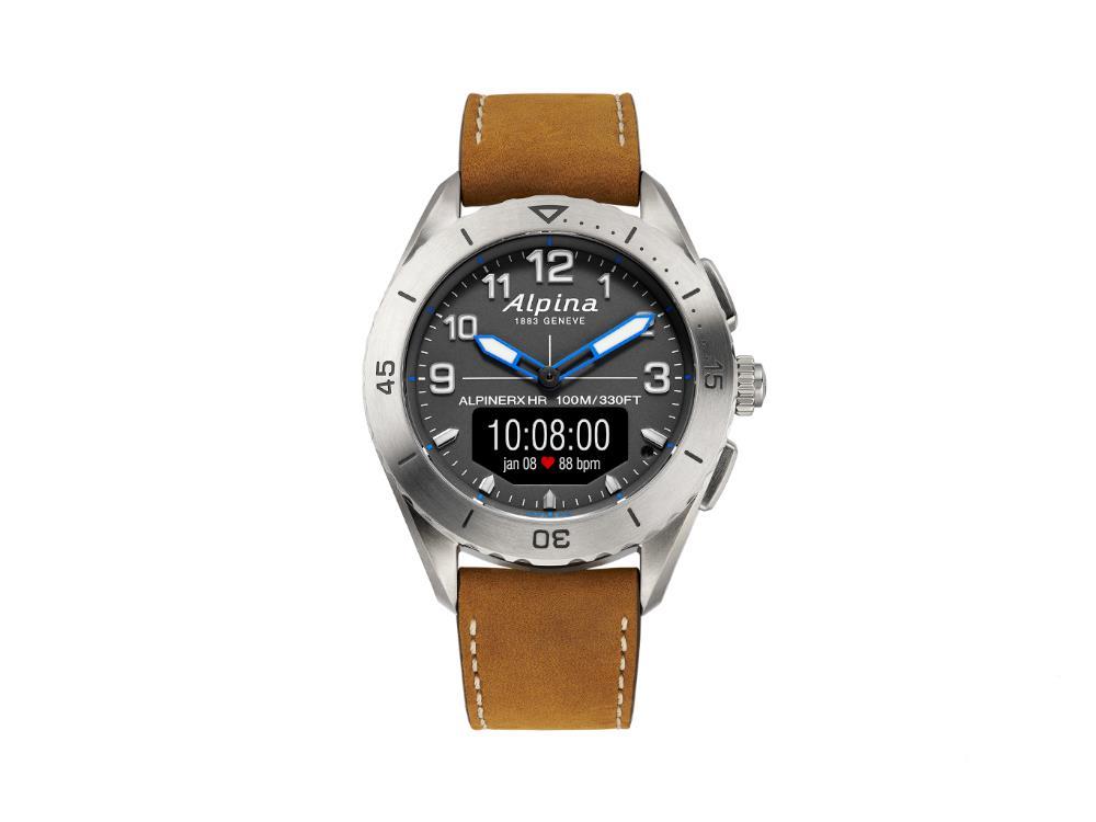 Alpina AlpinerX Alive Smartwatch Grey GMT Alarm Brown AL