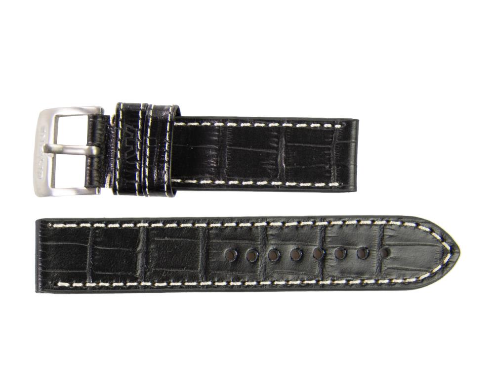 Glycine, Leather strap, 22mm, Black, LBK9-22