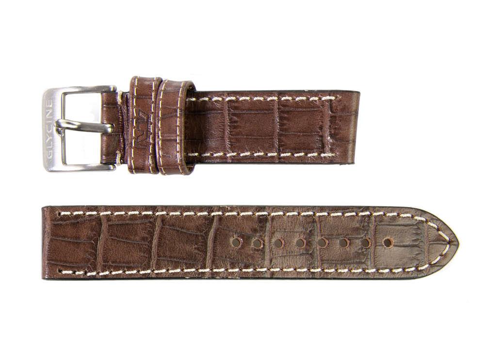 Glycine, Leather strap, 22mm, Marsala, LBK7BF-22