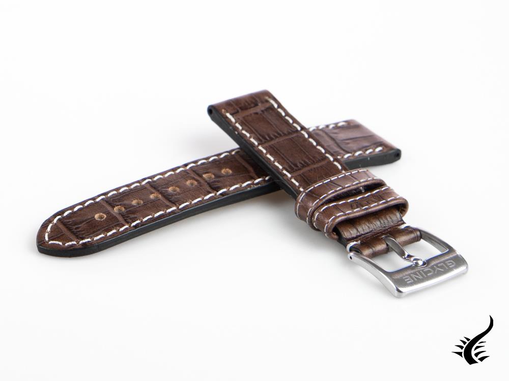 Glycine, Leather strap, 22mm, Marsala, LBK7BF-22