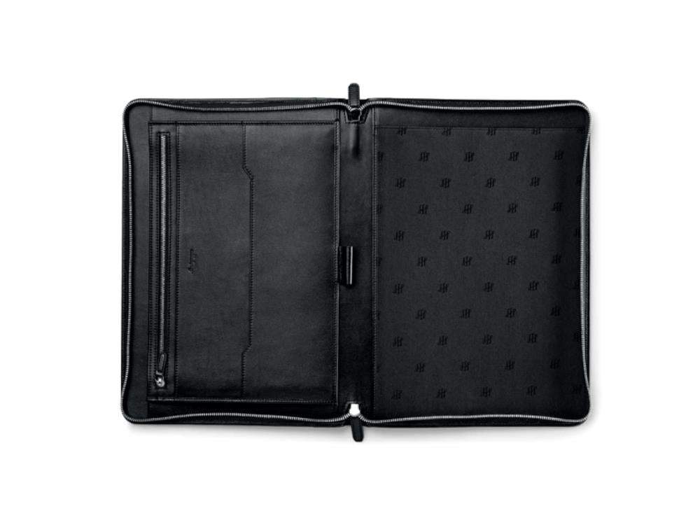 Montegrappa Signet Series Zip Padfolio, Leather, Cotton, Black, IC00HN02