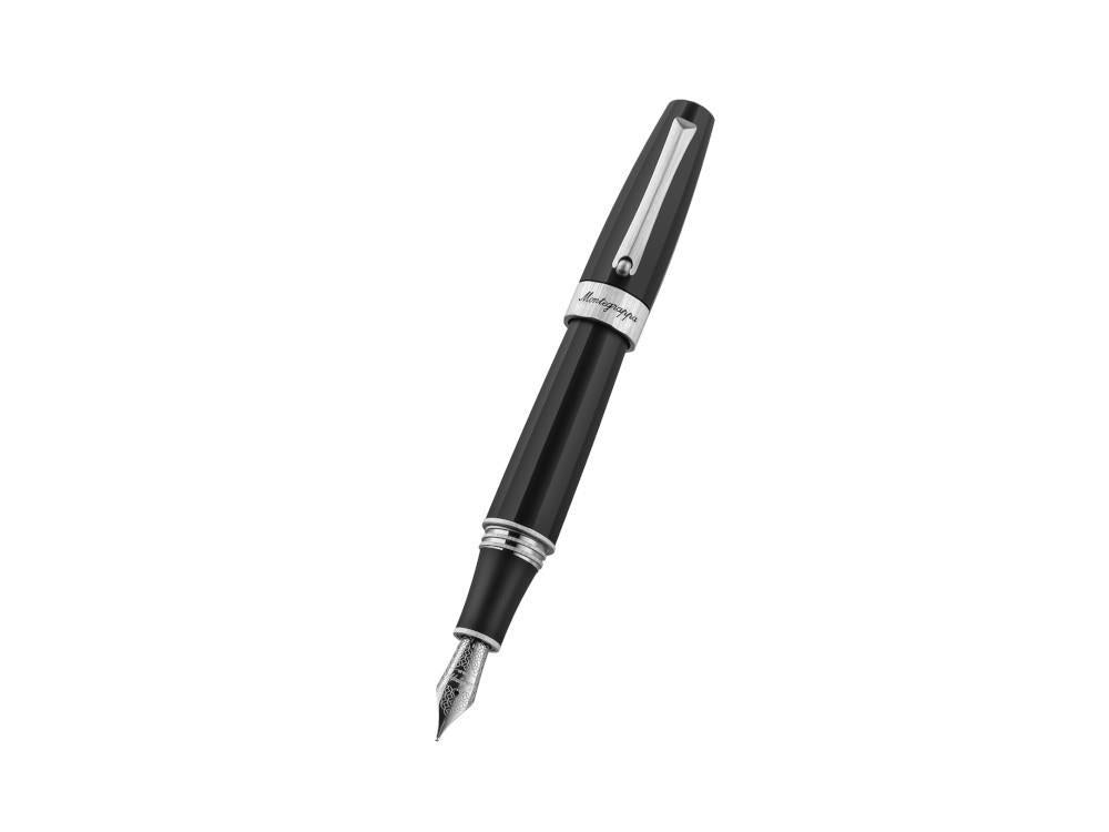 Montegrappa Magnifica Fountain Pen, Resin, Steel, Black, ISNGR-AC