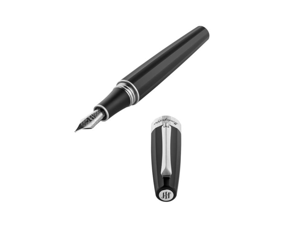 Montegrappa Magnifica Fountain Pen, Resin, Steel, Black, ISNGR-AC