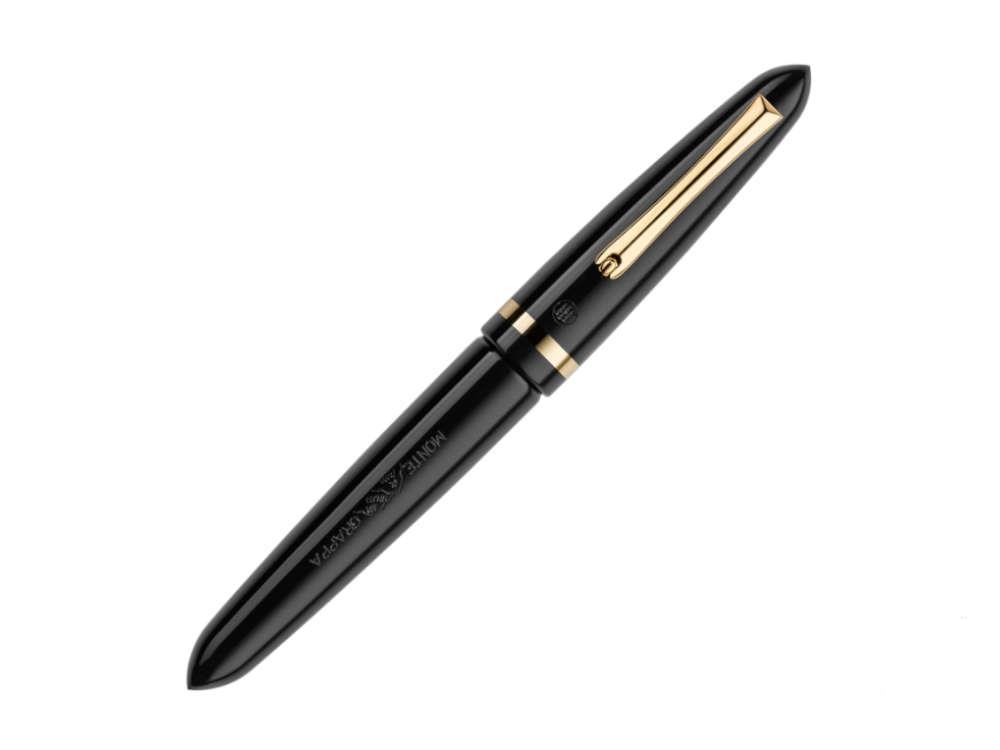 Montegrappa Venetia Fountain Pen, Black, Gold plated, 14k Gold, ISVEN-4C