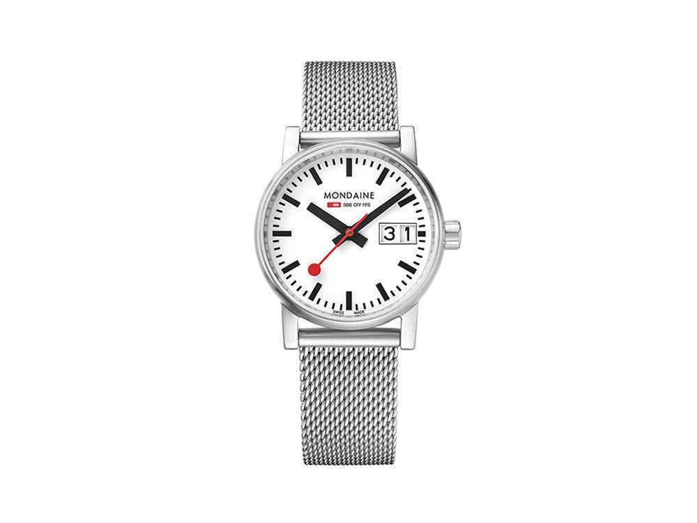 Mondaine SBB Evo2 Quartz Watch, White, 30mm, Day, MSE.30210.SM