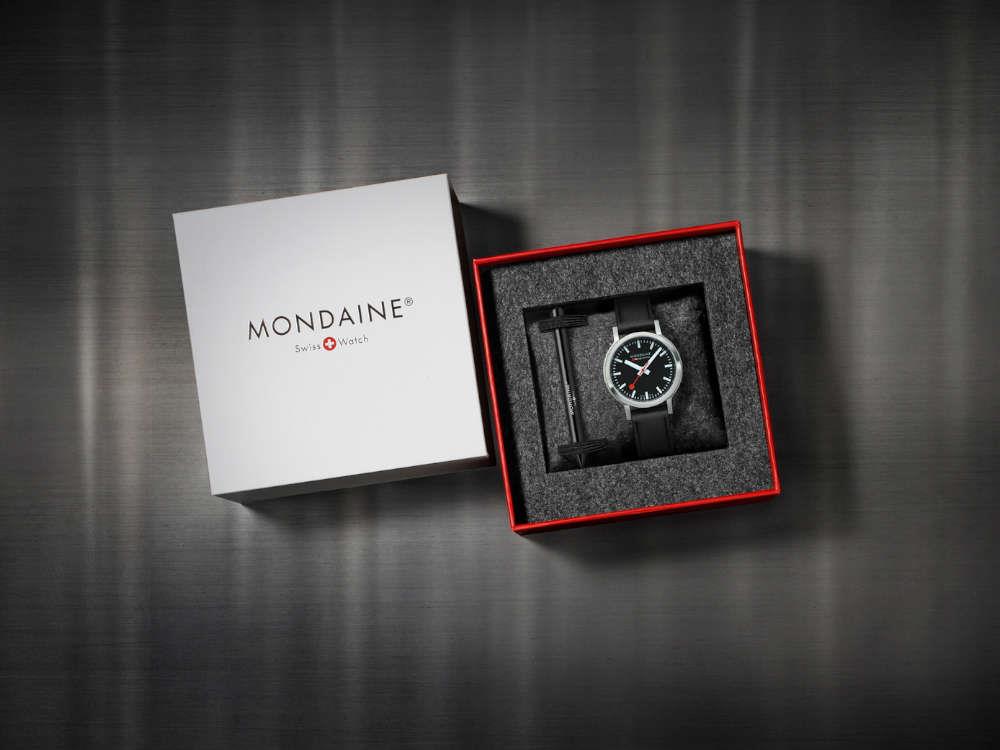 Mondaine SBB Stop2go Quartz Watch, Black, 34 mm, 3 atm, MST.34020.LBV.SET