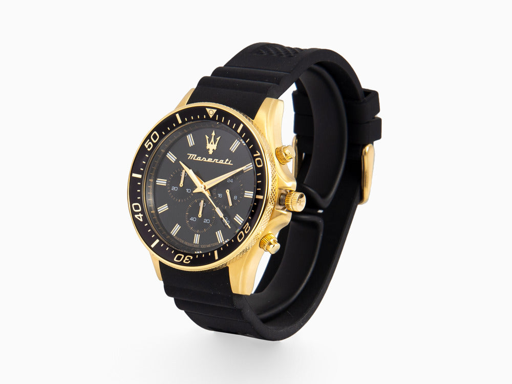 Maserati Sfida Quartz Watch, PVD Gold, Black, 44 mm, R8871640001