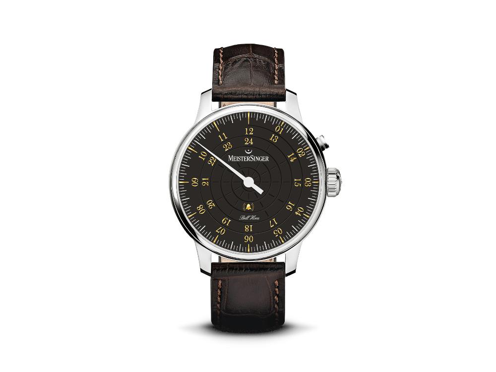 Meistersinger Bell Hora Automatic Watch, SW 200, Black, 43 mm, BHO902-SG02