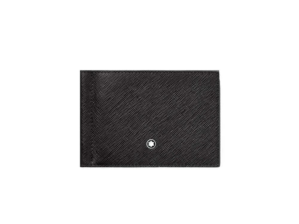 Montblanc Sartorial Wallet, Leather, Black, 6 Cards, Money Clip, 130316