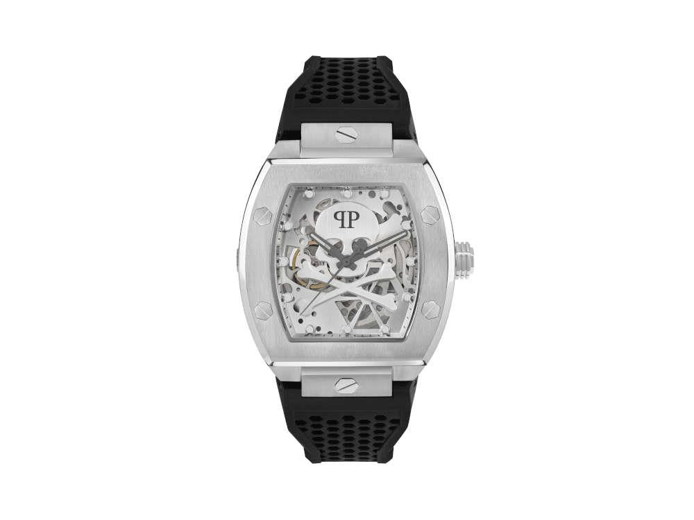 Philipp Plein The Skeleton Automatic Watch, PVD, Silver, 44 mm, PWBAA2123