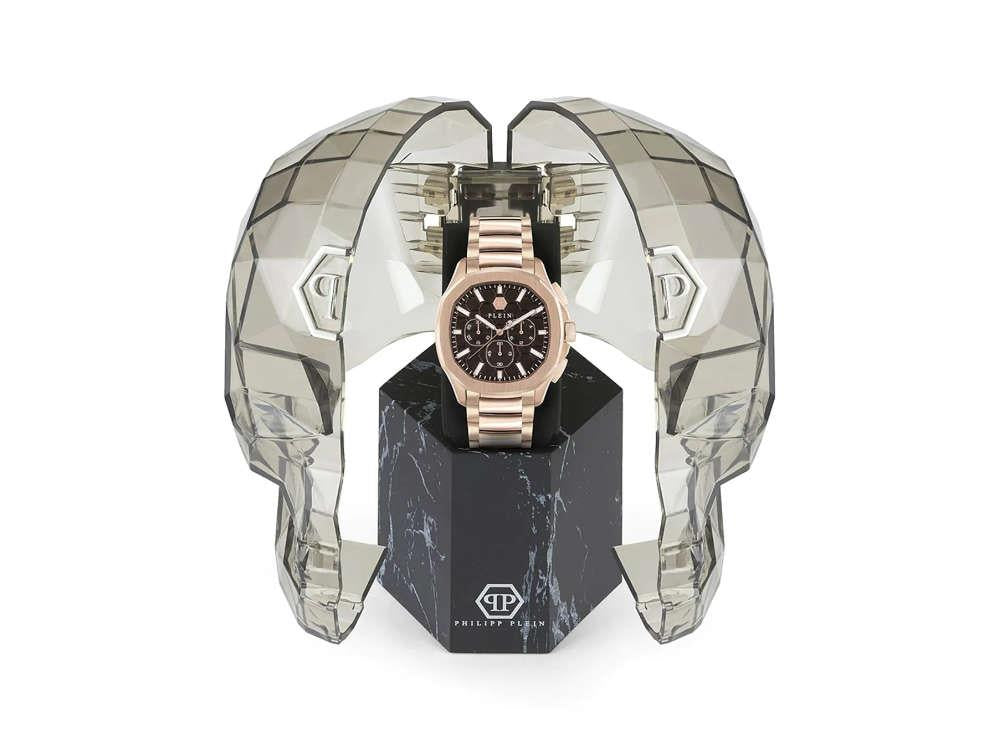 Philipp Plein 44 mm Quartz Watch, PVD Rose Gold, Brown, PWSAA0623