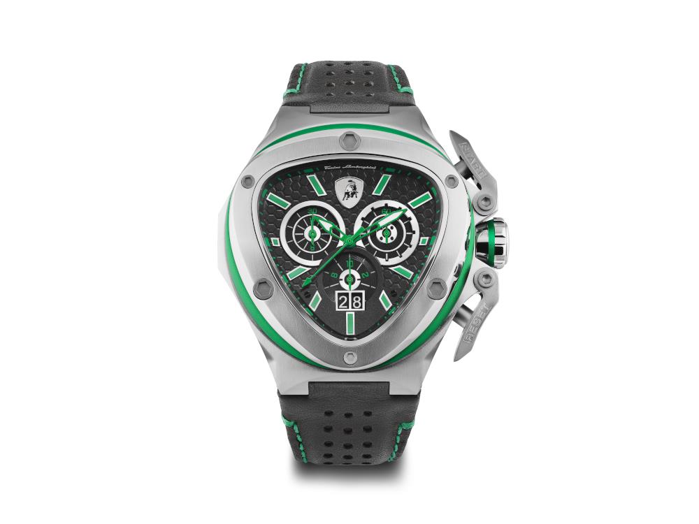 Tonino Lamborghini Spyder X Green SS Quartz Watch, 53 mm, Chronograph, T9XF-SS