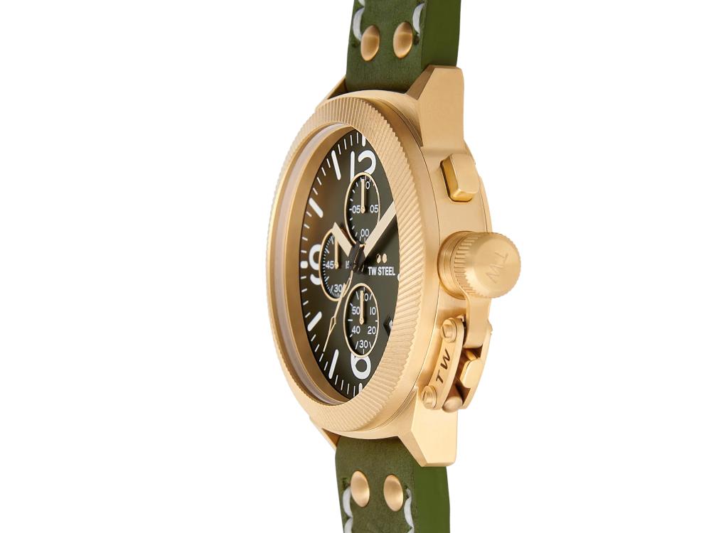 TW Steel Canteen Quartz Watch, Green, 45 mm, Leather strap, 10 atm, CS108