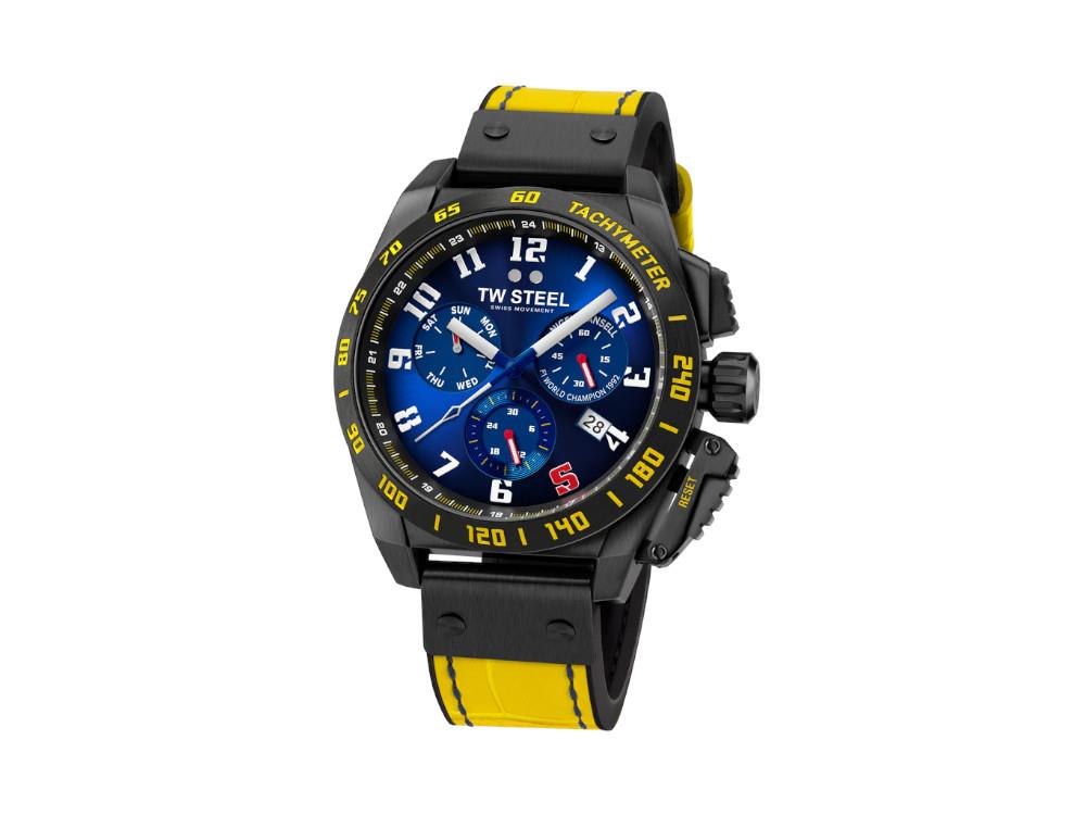 TW Steel Fast Lane Quartz Watch, Blue, 46 mm, Leather, Ltd. Edition, TW1017