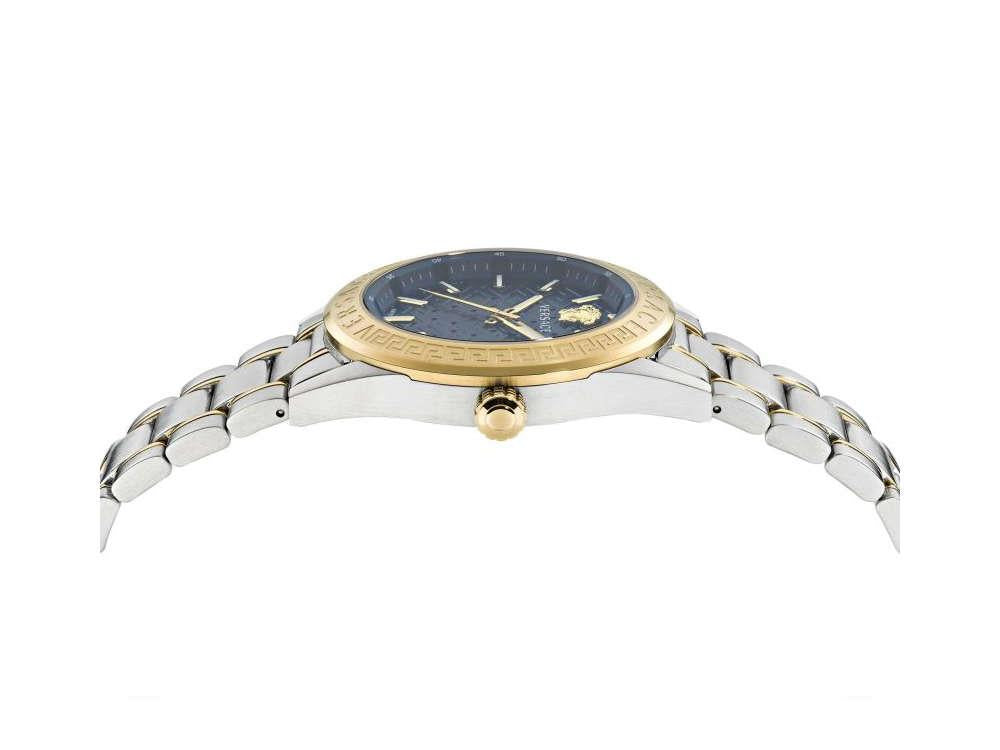 Versace V-Code Quartz Watch, PVD Gold, Blue, 42 mm, Sapphire Crystal, VE6A00523