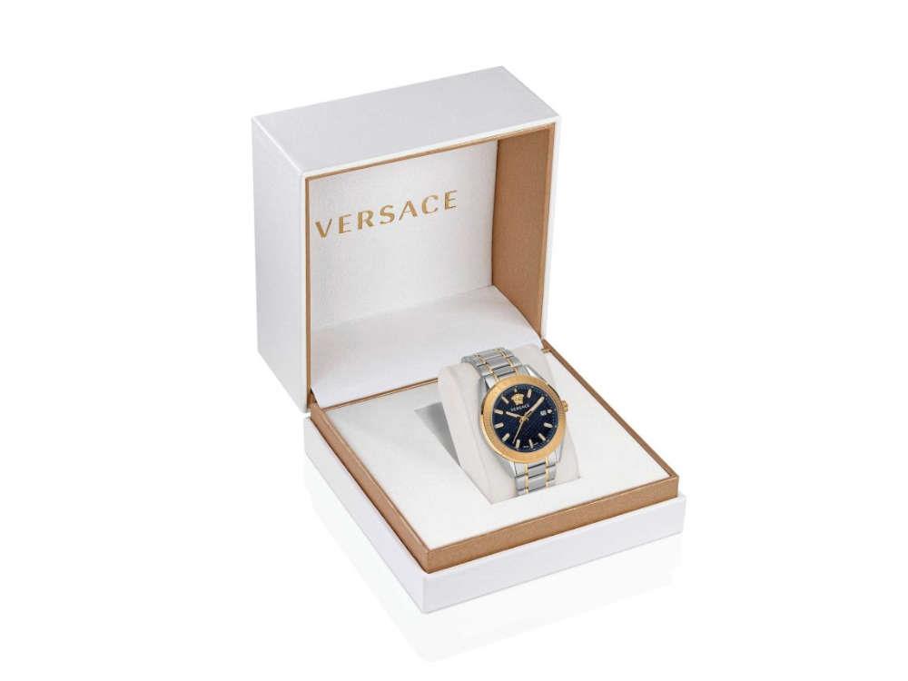 Versace V-Code Quartz Watch, PVD Gold, Blue, 42 mm, Sapphire Crystal, VE6A00523