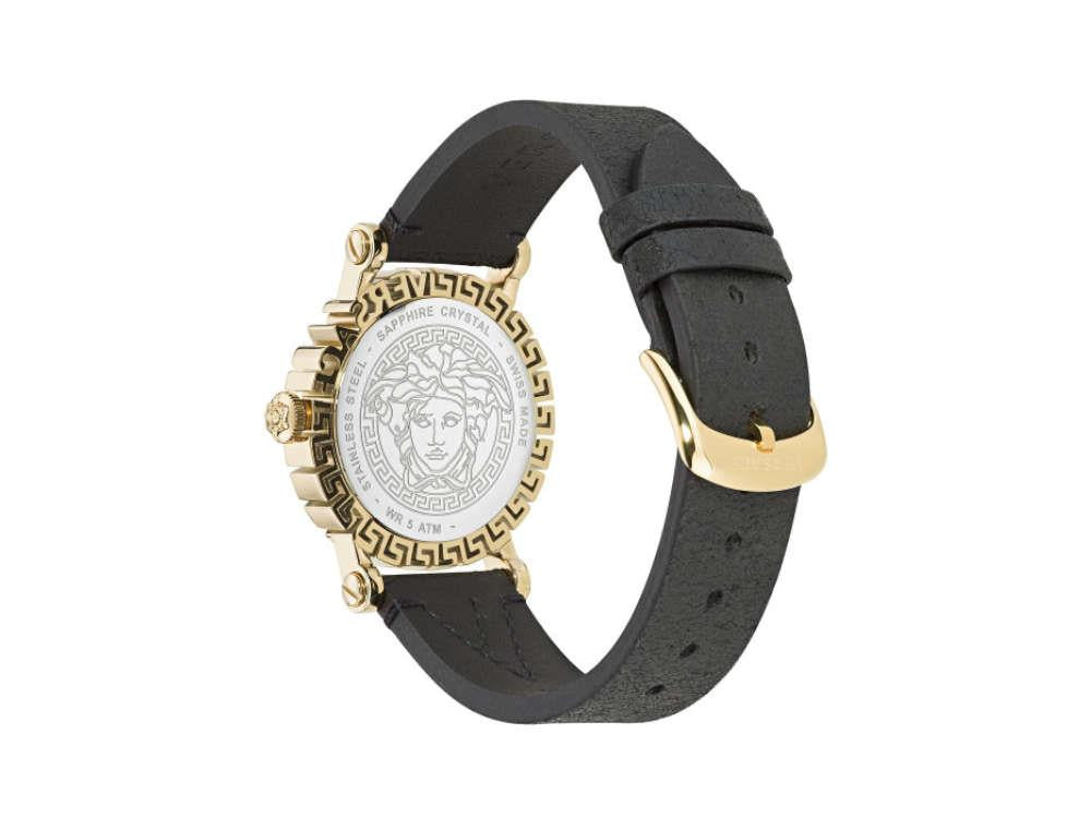 Versace Greca Glam Quartz Watch, PVD Gold, Black, 40mm, VE6D00223