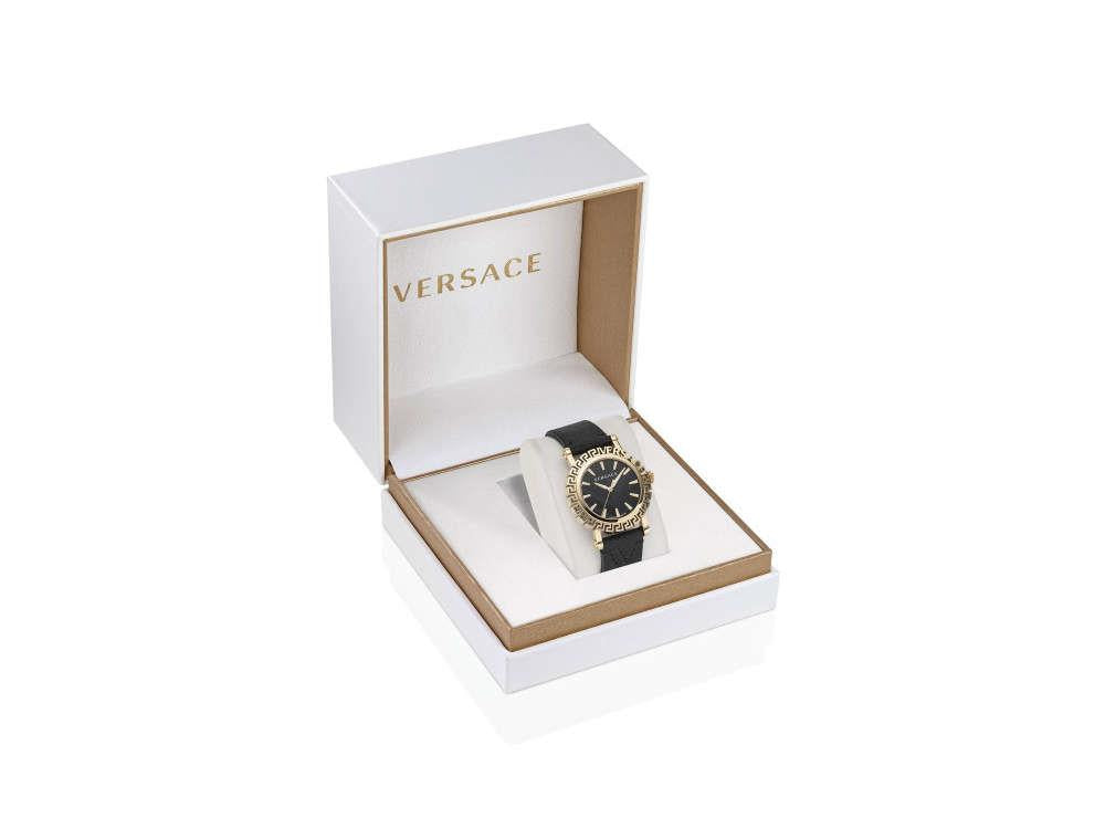 Versace Greca Glam Quartz Watch, PVD Gold, Black, 40mm, VE6D00223