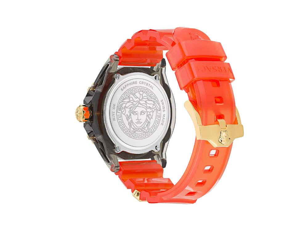 Versace Icon Active Indiglo Quartz Watch, Polycarbonate, Black, 43 mm, VE6E00223