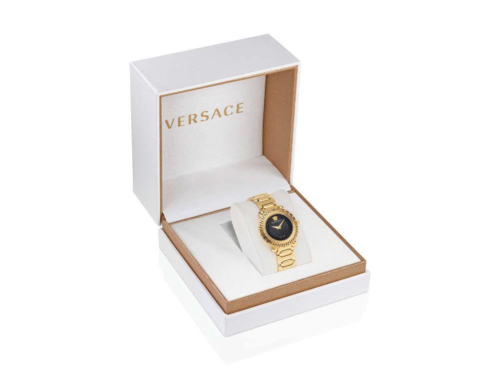 Versace Greca Twist Quartz Watch, PVD Gold, Black, 35 mm, VE6I00523