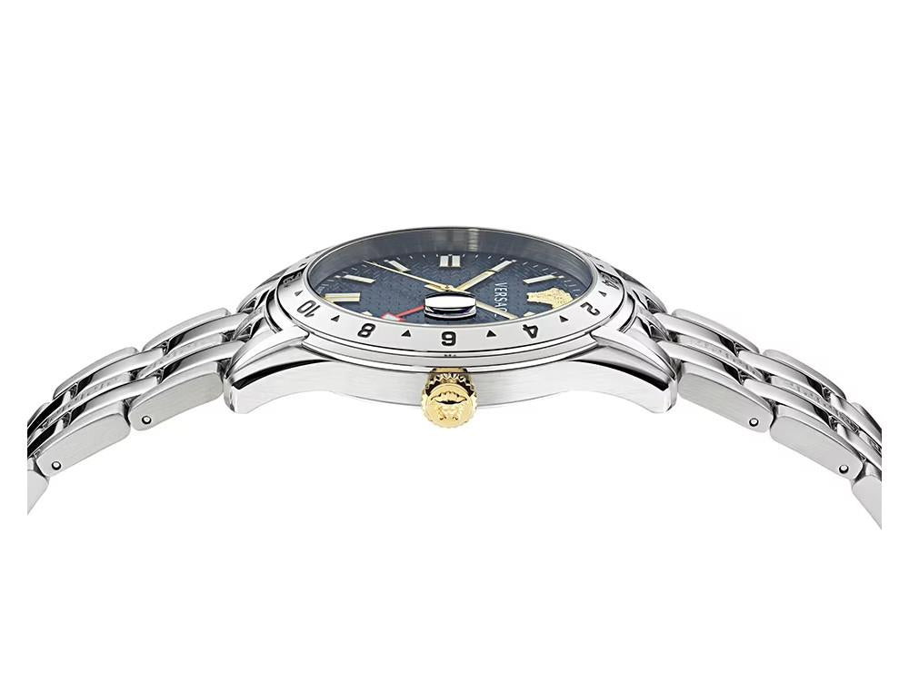 Versace Greca Time GMT Quartz Watch, Blue, 41 mm, Sapphire Crystal, VE7C00523