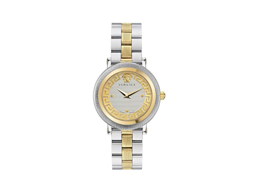 Versace Greca Flourish Quartz Watch, PVD Gold, Silver, 35 mm, VE7F00423