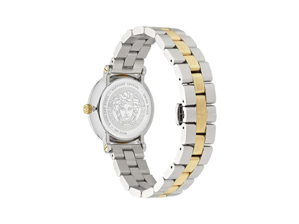 Versace Greca Flourish Quartz Watch, PVD Gold, Silver, 35 mm, VE7F00423