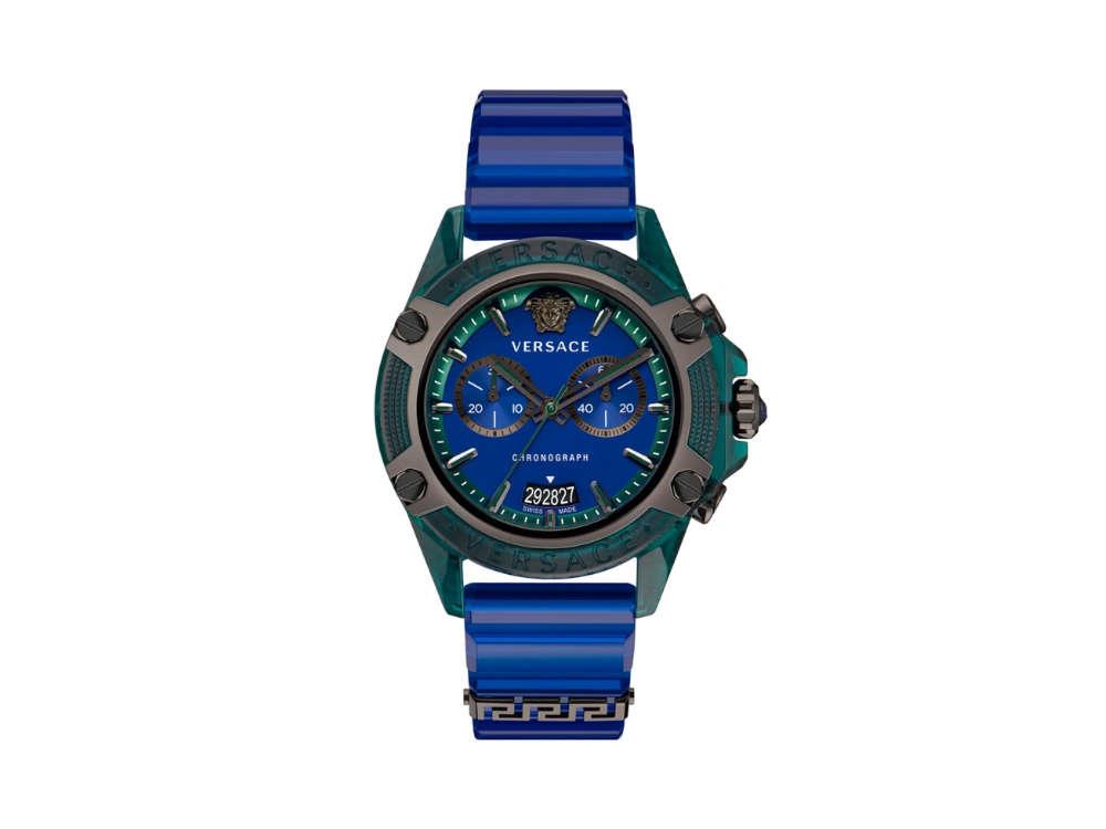 Versace Icon Active Quartz Watch, Polycarbonate, Blue, 44mm, VEZ701122