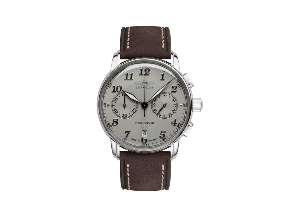 Zeppelin LZ 127 Graf Zeppelin Quartz Watch, Grey, 42 mm, Chronograph, 8678-4