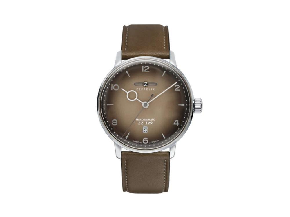 Zeppelin LZ 129 Hindenburg Quartz Watch, Brown, 40 mm, Day, Leather, 8046-5